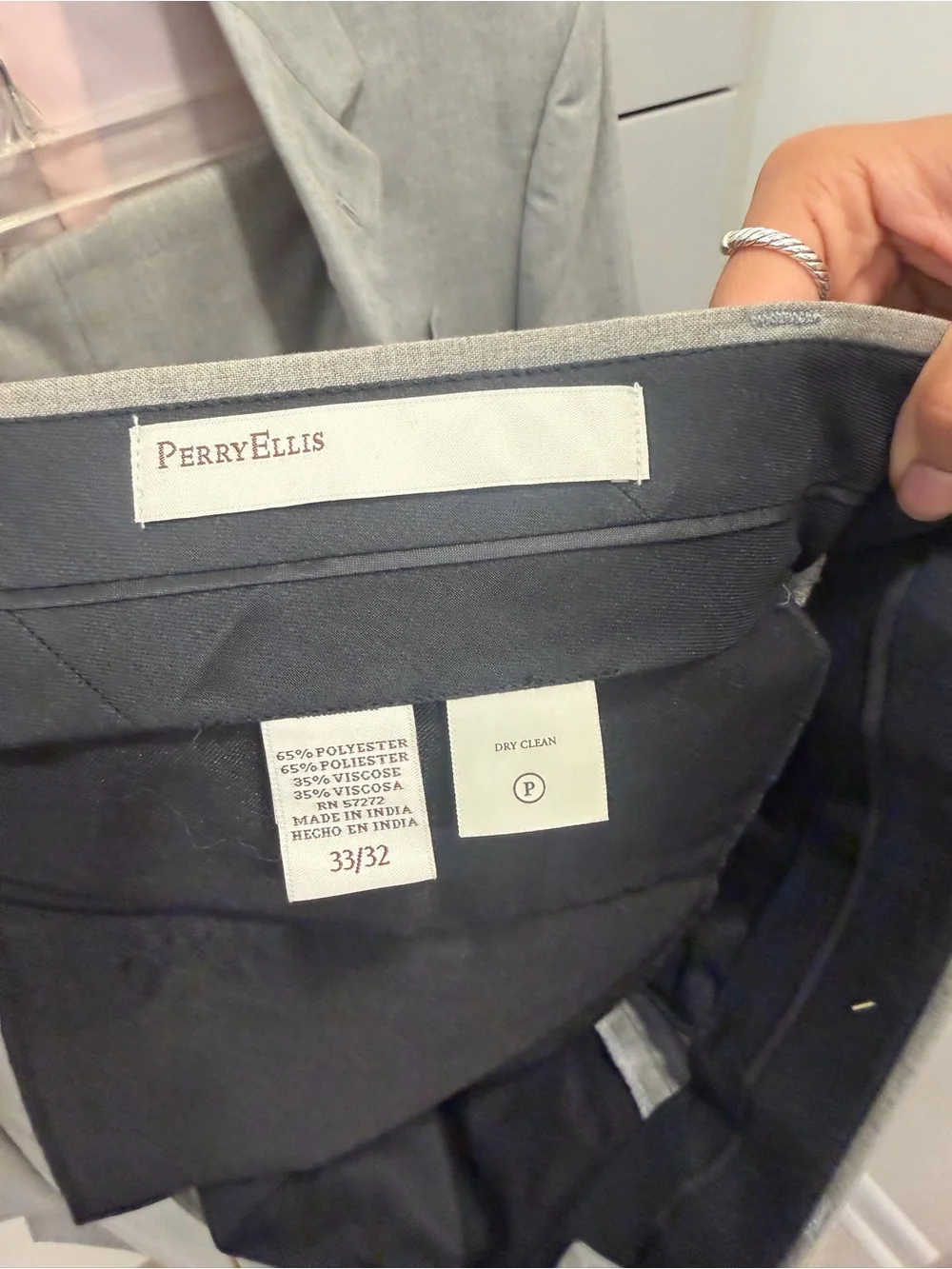 Perry Ellis Light Gray Single-Breasted Suit Jacket